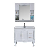 Free-standing White Ceramic Sink Storage Bathroom Vanity Image - 6