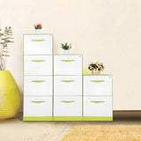 Free Standing White-Green Lockable Storage Filing Cabinet Image - 1