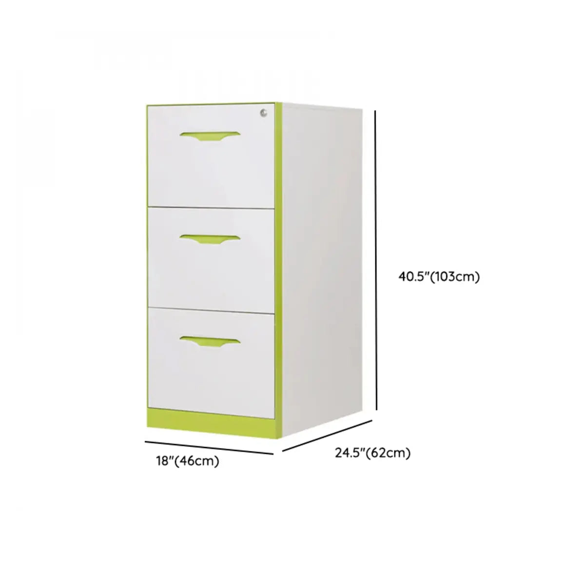 Free Standing White-Green Lockable Storage Filing Cabinet Image - 15