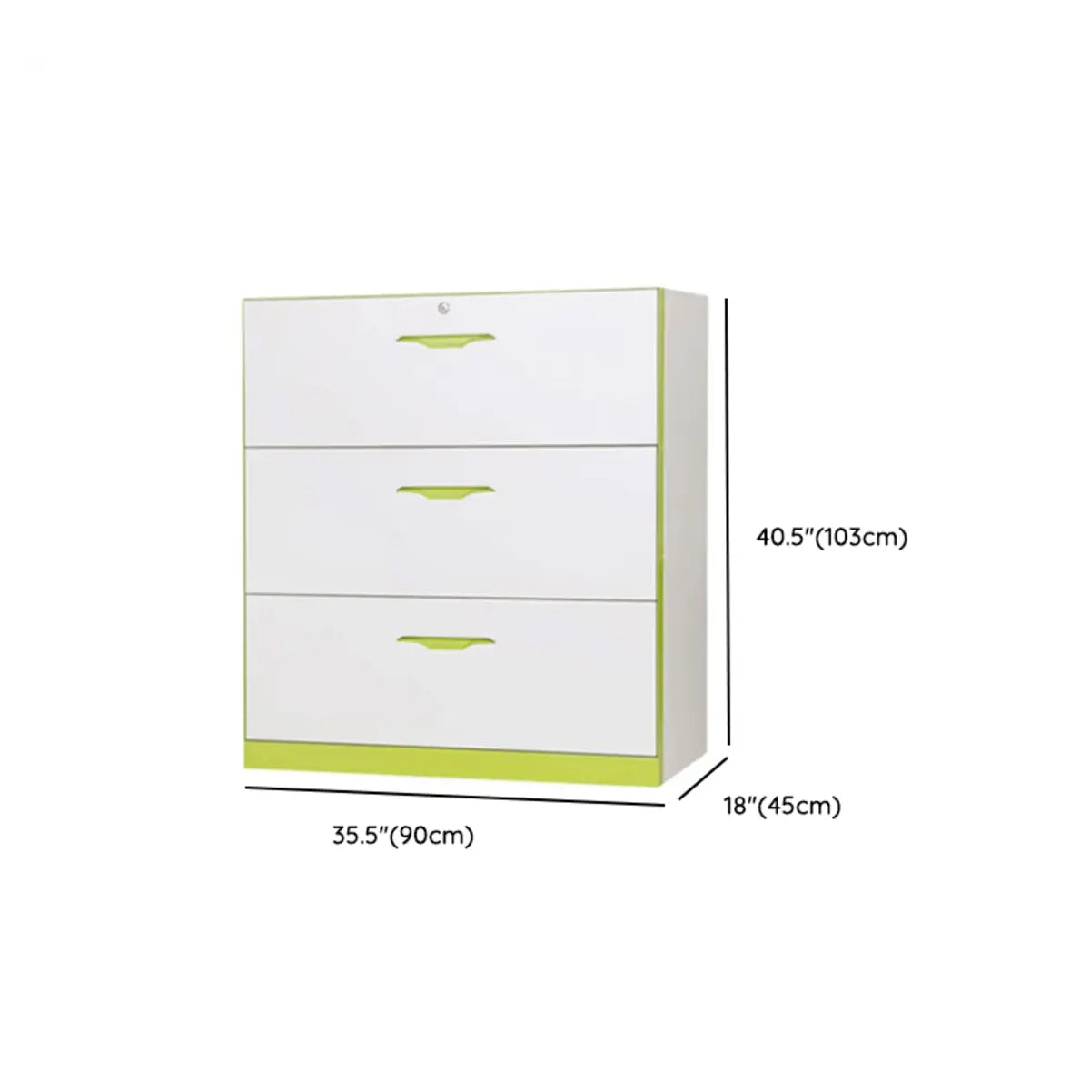 Free Standing White-Green Lockable Storage Filing Cabinet Image - 17