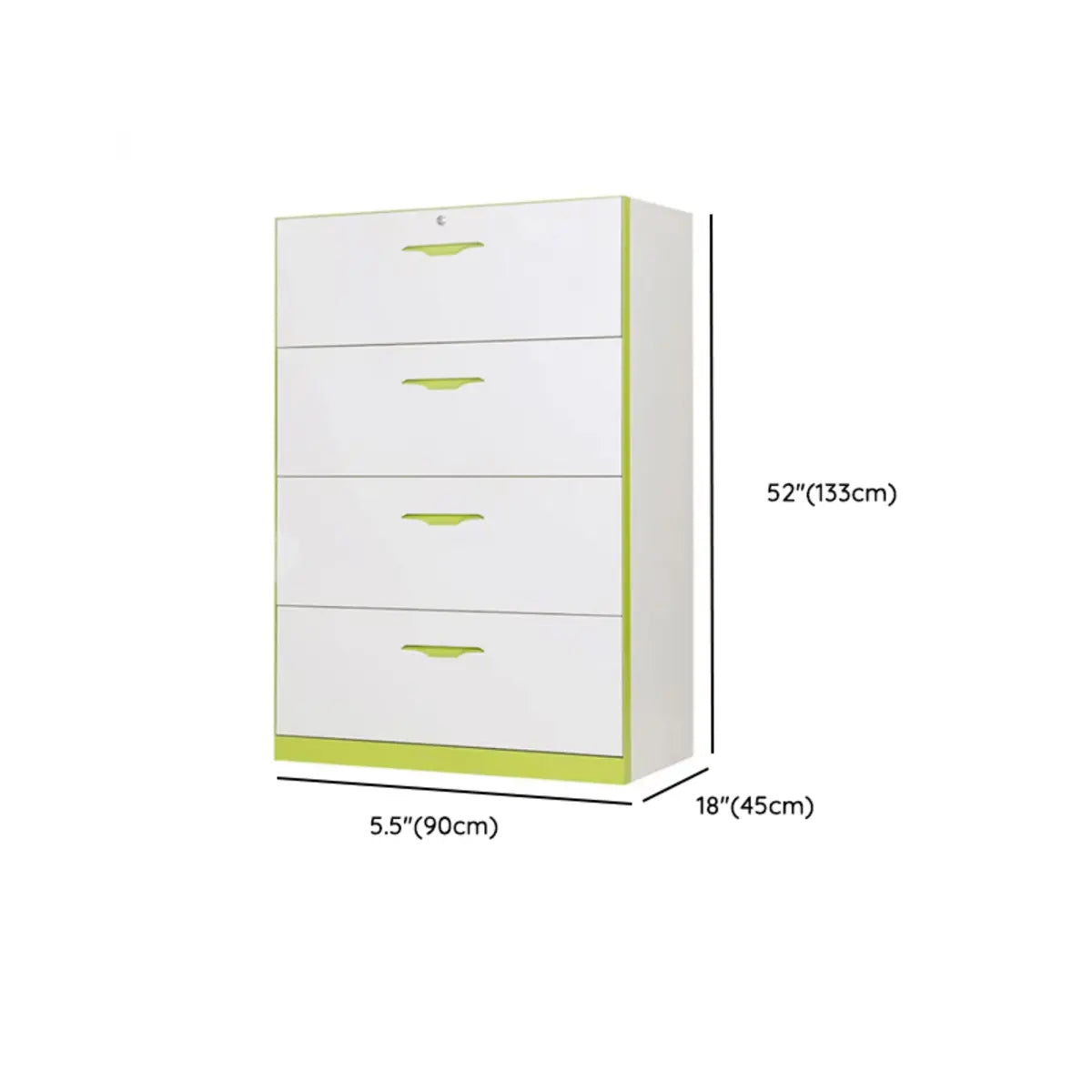 Free Standing White-Green Lockable Storage Filing Cabinet Image - 19