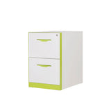 Free Standing White-Green Lockable Storage Filing Cabinet Image - 2