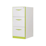 Free Standing White-Green Lockable Storage Filing Cabinet Image - 3