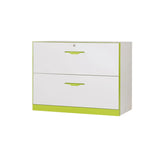 Free Standing White-Green Lockable Storage Filing Cabinet Image - 7