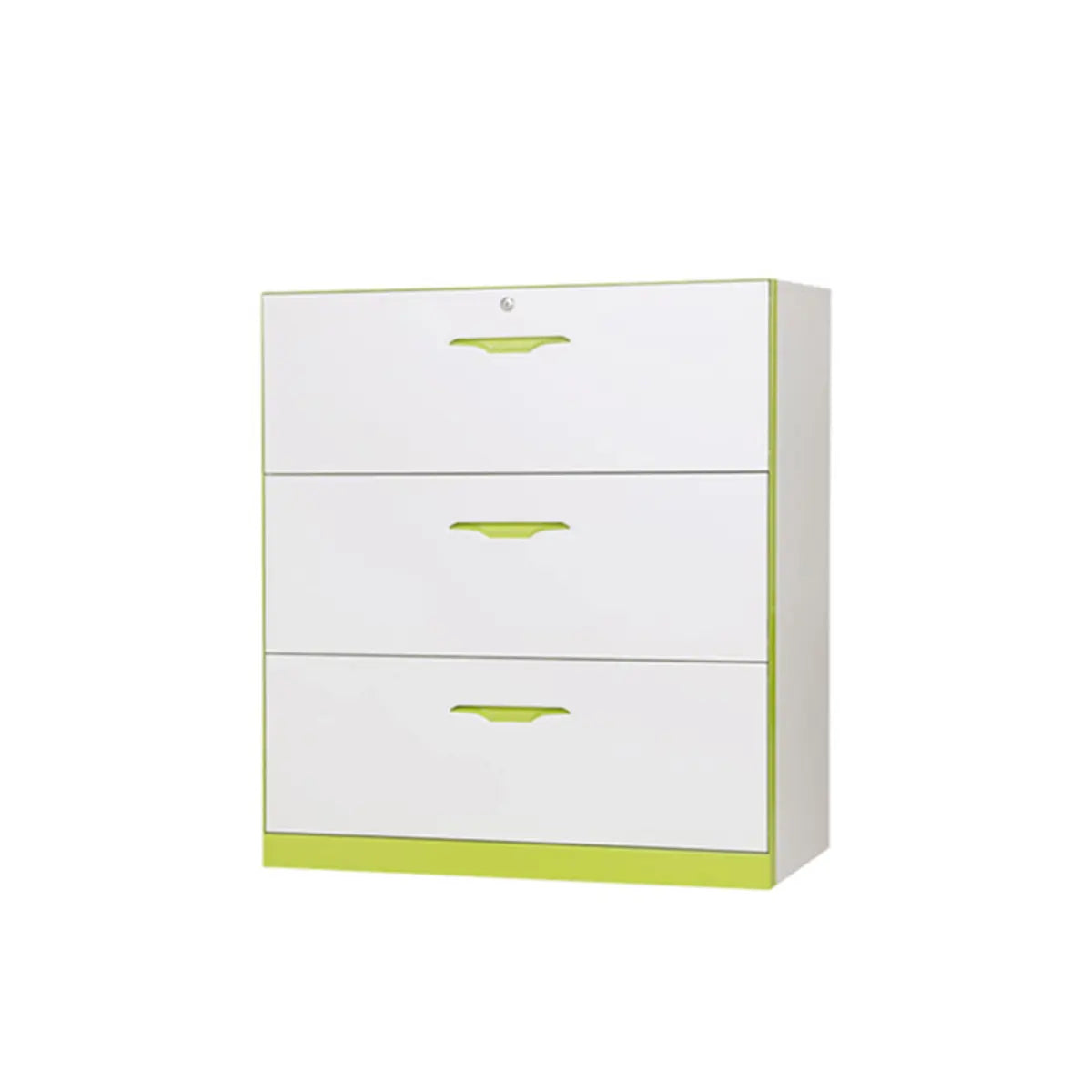 Free Standing White-Green Lockable Storage Filing Cabinet Image - 9