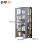 Freestanding Floor Bamboo Curio Display Cabinet Grey #size