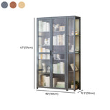 Freestanding Floor Bamboo Curio Display Cabinet Grey Image - 20