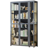 Freestanding Floor Bamboo Curio Display Cabinet Grey Image - 4