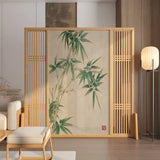 Freestanding Natural Bamboo Wood Print Room Divider Image - 1