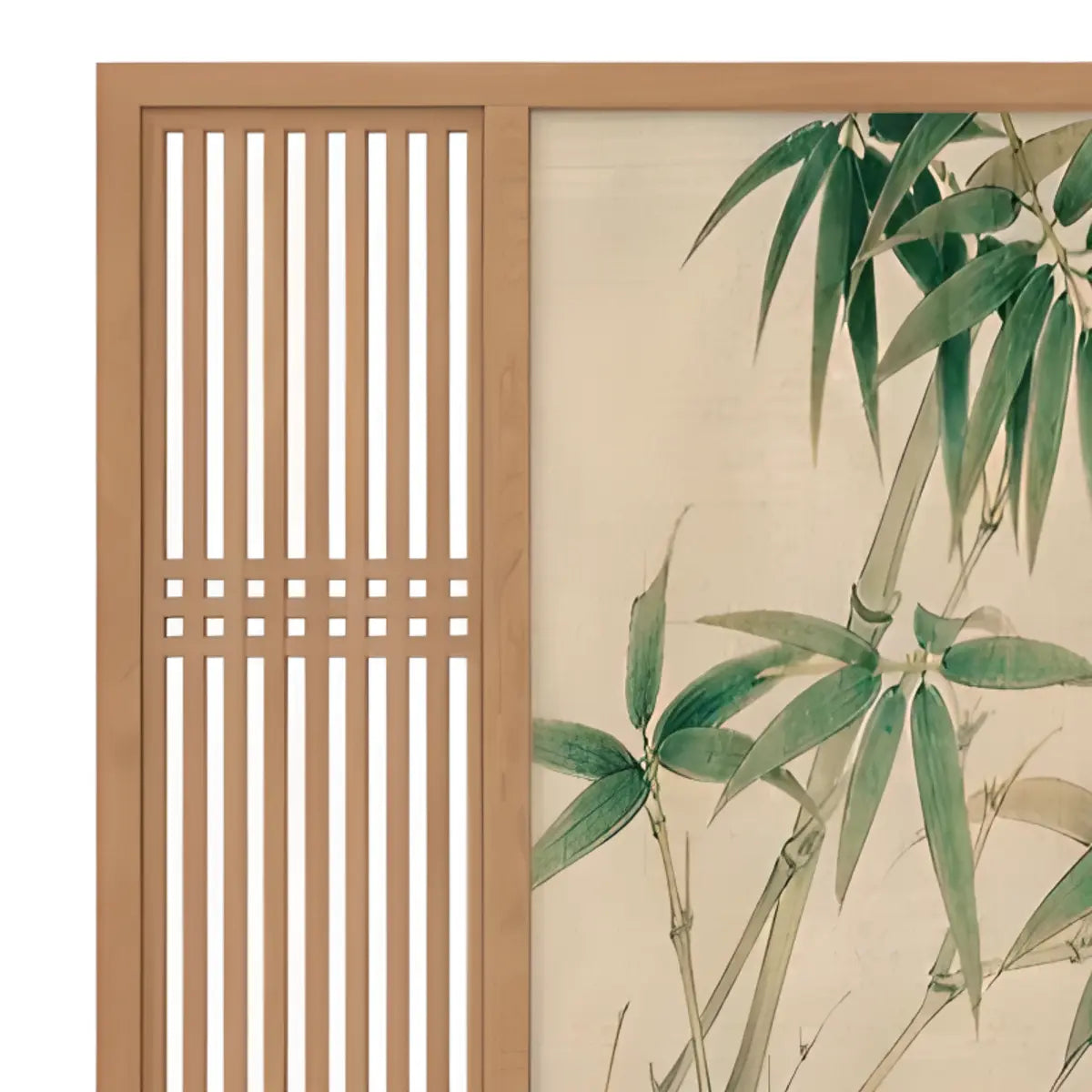 Freestanding Natural Bamboo Wood Print Room Divider Image - 4