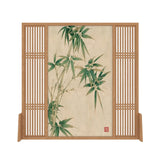 Freestanding Natural Bamboo Wood Print Room Divider Image - 5