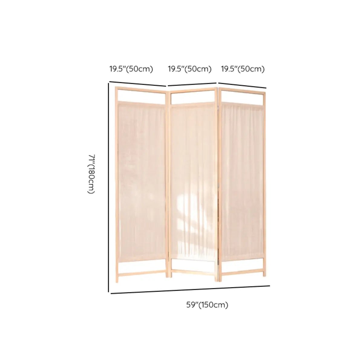 Freestanding Natural Wood Linen Foldable Room Divider Image - 12