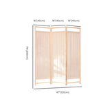 Freestanding Natural Wood Linen Foldable Room Divider Image - 15