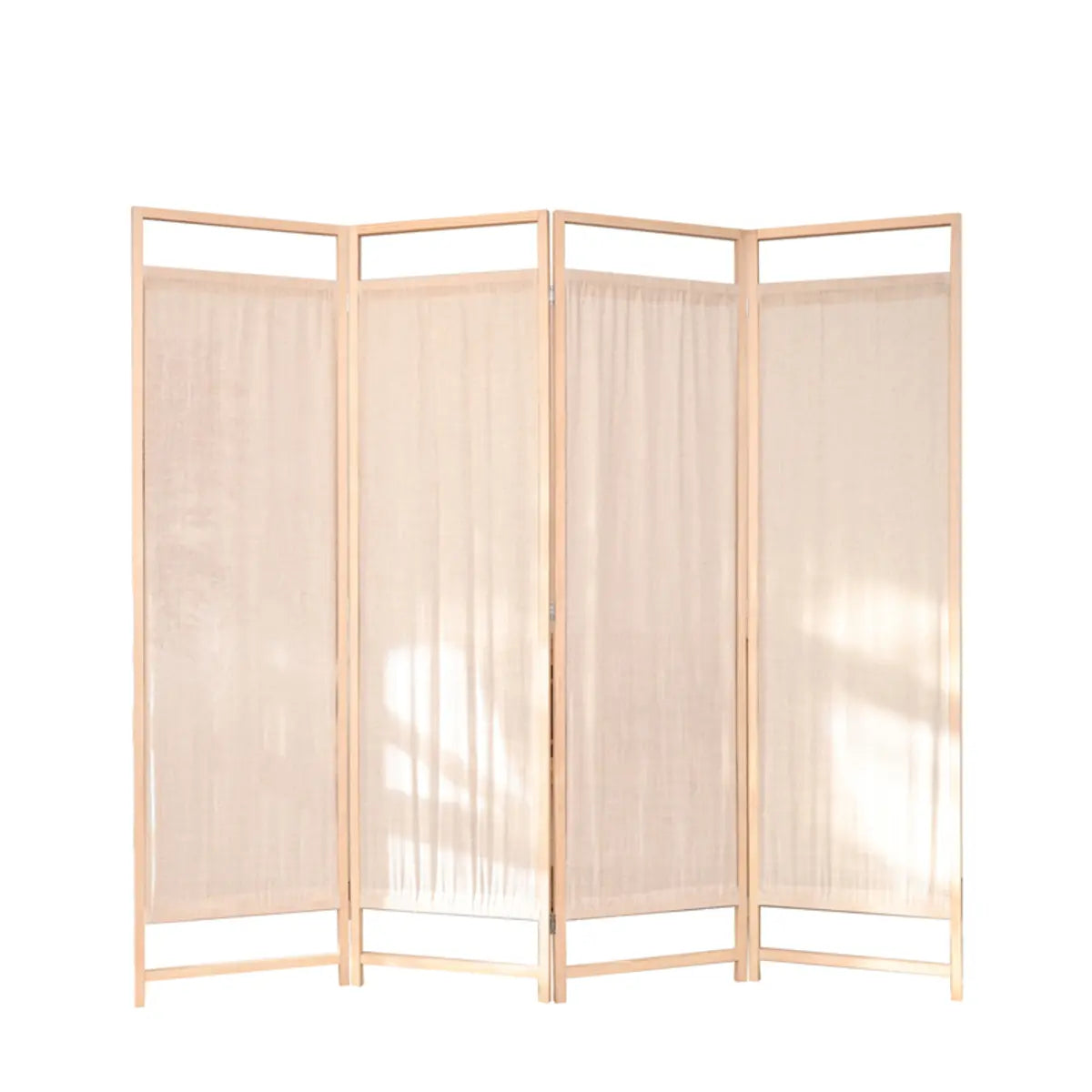 Freestanding Natural Wood Linen Foldable Room Divider Image - 3