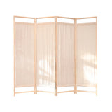 Freestanding Natural Wood Linen Foldable Room Divider Image - 7