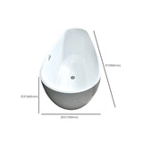 Freestanding Oval Acrylic White Soaking Bathtub #size