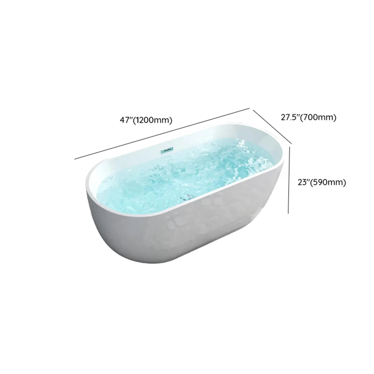 Freestanding Oval Lucite White Acrylic Bathtub 