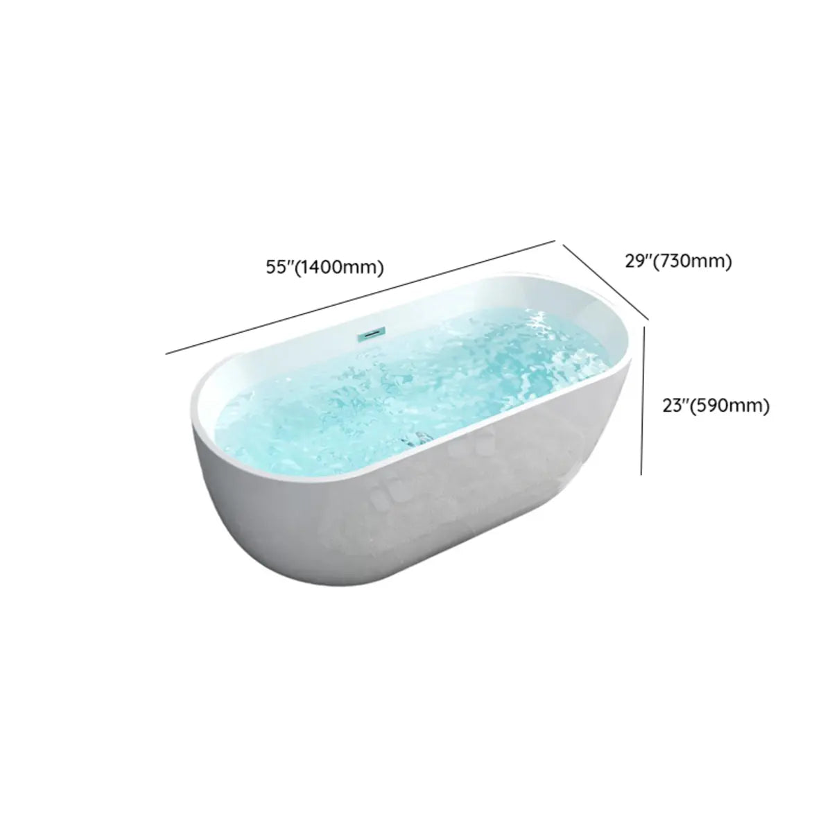 Freestanding Oval Lucite White Acrylic Bathtub Image - 19