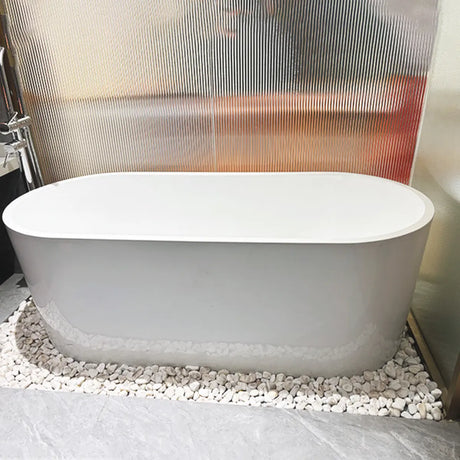 Freestanding Oval Lucite White Acrylic Soaking Bathtub Image - 1