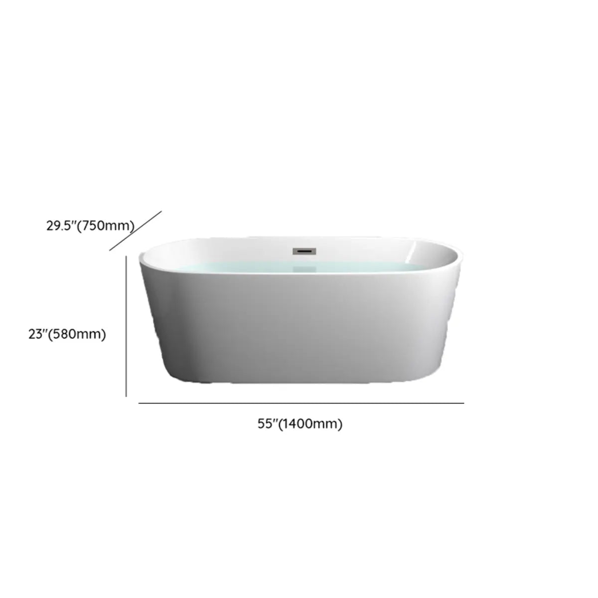 Freestanding Oval Lucite White Acrylic Soaking Bathtub Image - 10