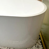 Freestanding Oval Lucite White Acrylic Soaking Bathtub Image - 7