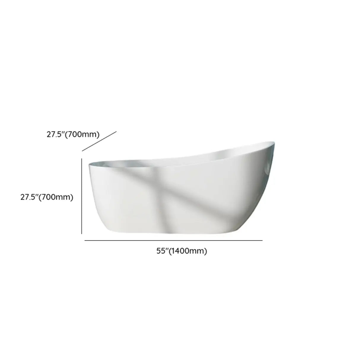 Freestanding Oval Lucite White Single Slipper Bathtub Image - 10