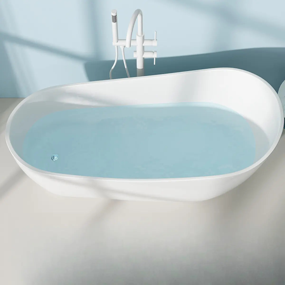 Freestanding Oval Lucite White Single Slipper Bathtub Image - 4