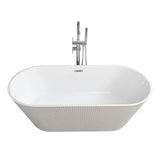 Freestanding Oval PMMA Acrylic White Soaking Bathtub Image - 3