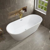 Freestanding Oval PMMA Acrylic White Soaking Bathtub Image - 6