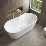 Freestanding Oval PMMA White Bathtub with Handles Faucet Image - 2