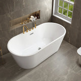 Freestanding Oval PMMA White Bathtub with Handles Faucet Image - 3