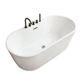 Freestanding Oval PMMA White Bathtub with Handles Faucet Image - 4