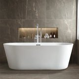 Freestanding Oval PMMA White Bathtub with Handles Faucet Image - 6