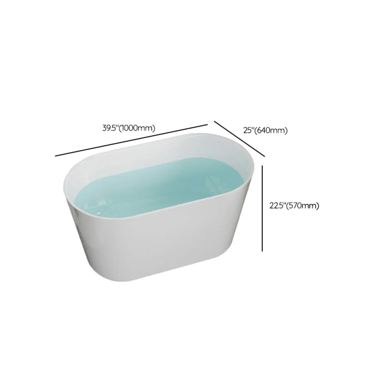 Freestanding Oval White PMMA Soaking Bathtub Image - 10