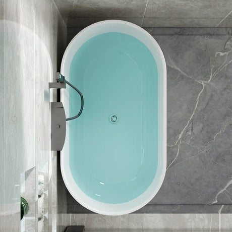 Freestanding Oval White PMMA Soaking Bathtub Image - 2