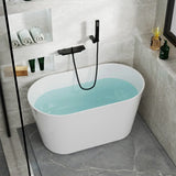 Freestanding Oval White PMMA Soaking Bathtub Image - 4