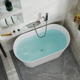 Freestanding Oval White PMMA Soaking Bathtub Image - 5