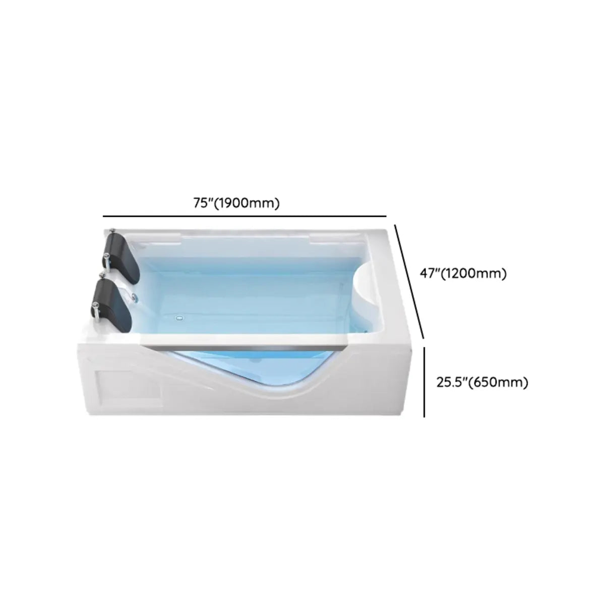 Freestanding Rectangle Acrylic Whirlpool White Bathtub 