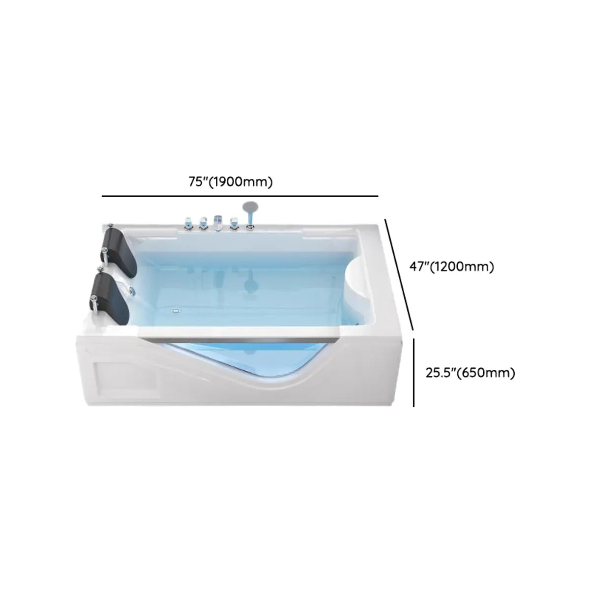 Freestanding Rectangle Acrylic Whirlpool White Bathtub Image - 12