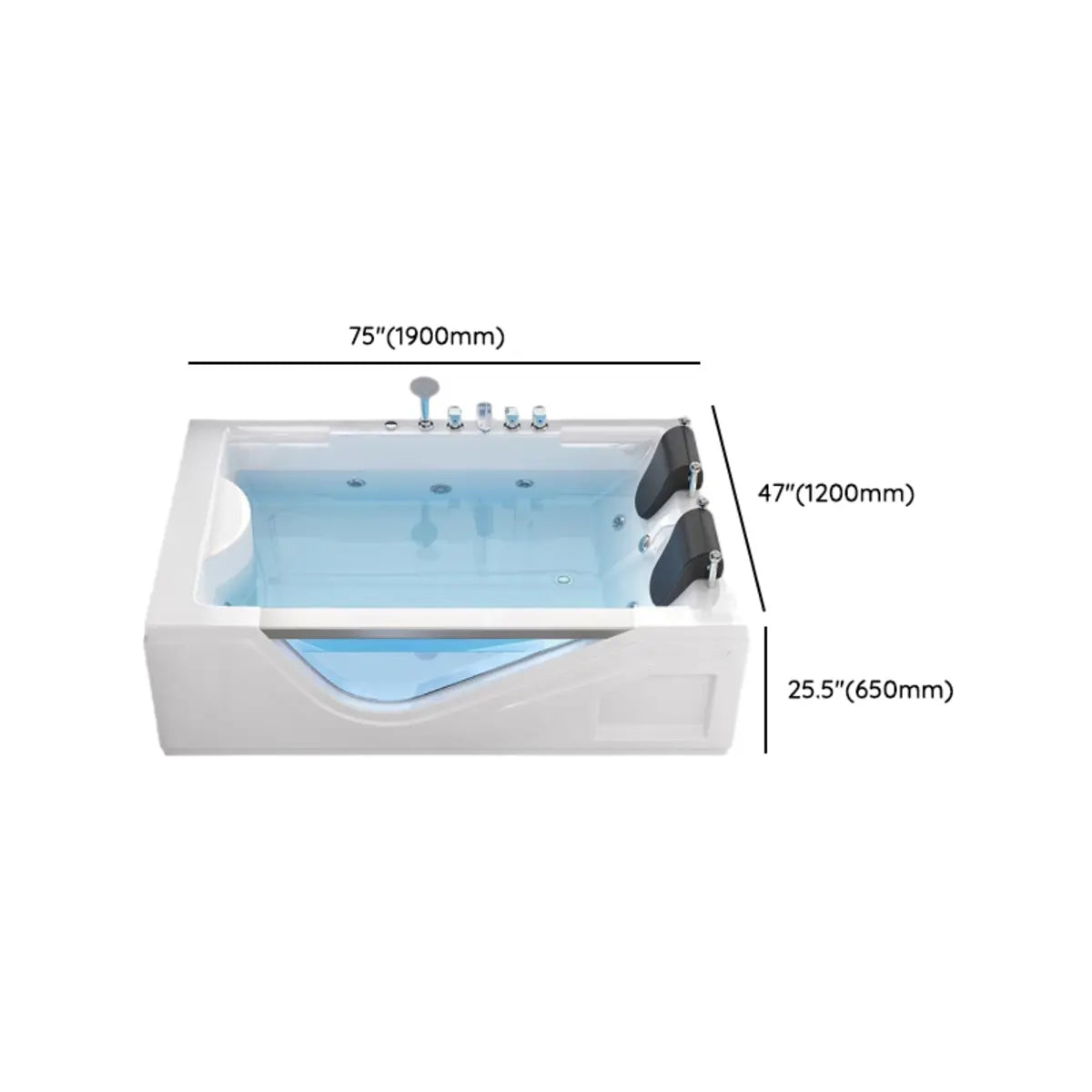 Freestanding Rectangle Acrylic Whirlpool White Bathtub Image - 15