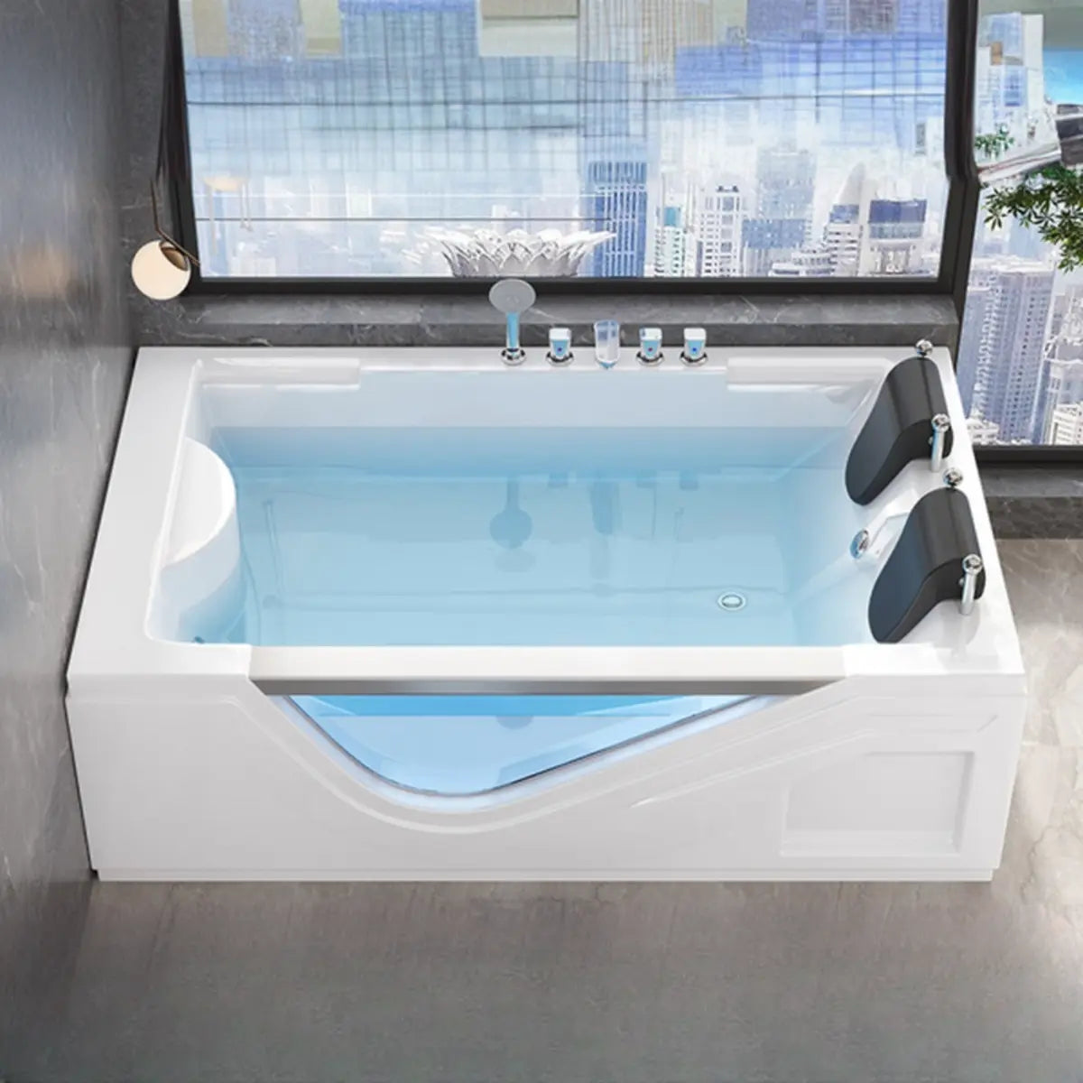 Freestanding Rectangle Acrylic Whirlpool White Bathtub Image - 8