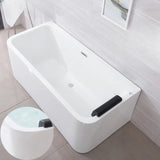 Freestanding Rectangle Acrylic White Bathtub with Massage Image - 2