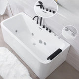 Freestanding Rectangle Acrylic White Bathtub with Massage Image - 5