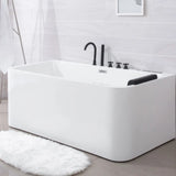 Freestanding Rectangle Acrylic White Bathtub with Massage Image - 6