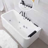 Freestanding Rectangle Acrylic White Bathtub with Massage Image - 7