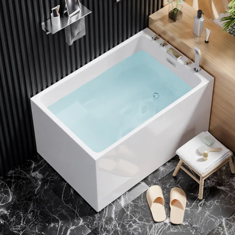 Freestanding Rectangle Acrylic White Bathtub with Seat Image - 1