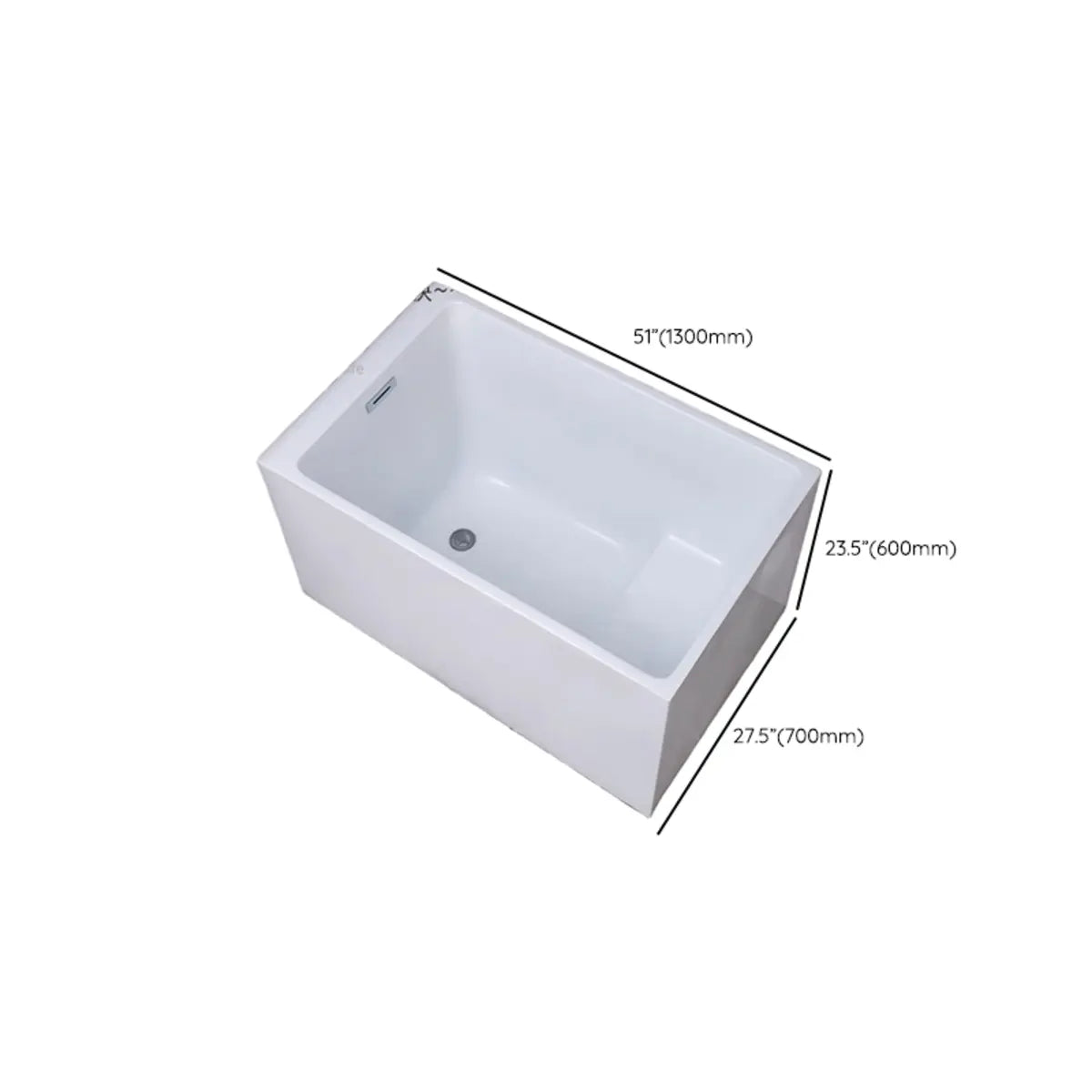 Freestanding Rectangle Acrylic White Bathtub with Seat Image - 10