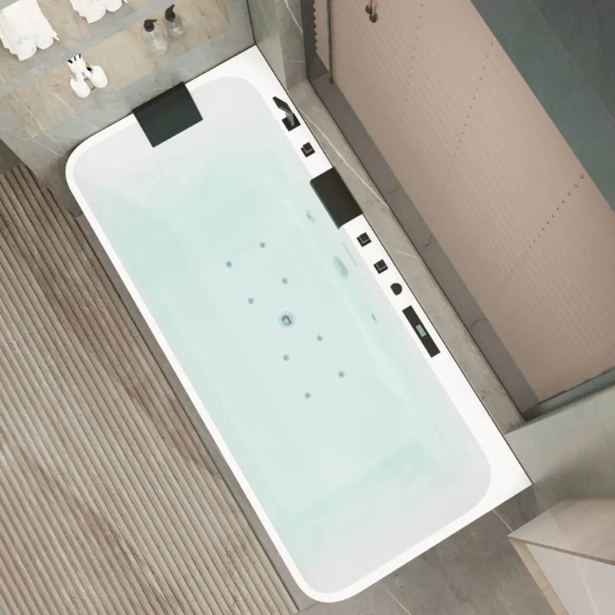 Freestanding Rectangle Air Massage White Bathtub Image - 3