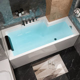 Freestanding Rectangle PMMA White Bathtub with Overflow Hole Image - 1