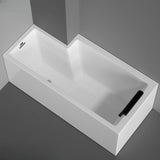 Freestanding Rectangle PMMA White Bathtub with Overflow Hole Image - 2